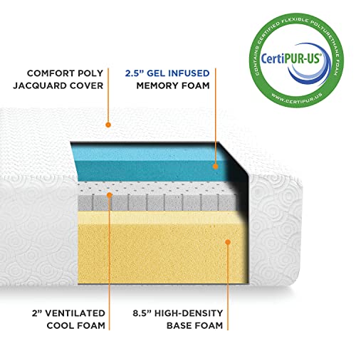 Best Price Mattress 13 Inch Signature Gel Memory Foam Mattress, Cooling Gel Infusion, King, White