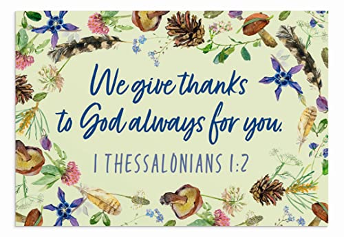 DaySpring - We Give Thanks - 4 Nature Design Assortment with Scripture - King James Version - 12 Thank You Boxed Cards & Envelopes (U0061)