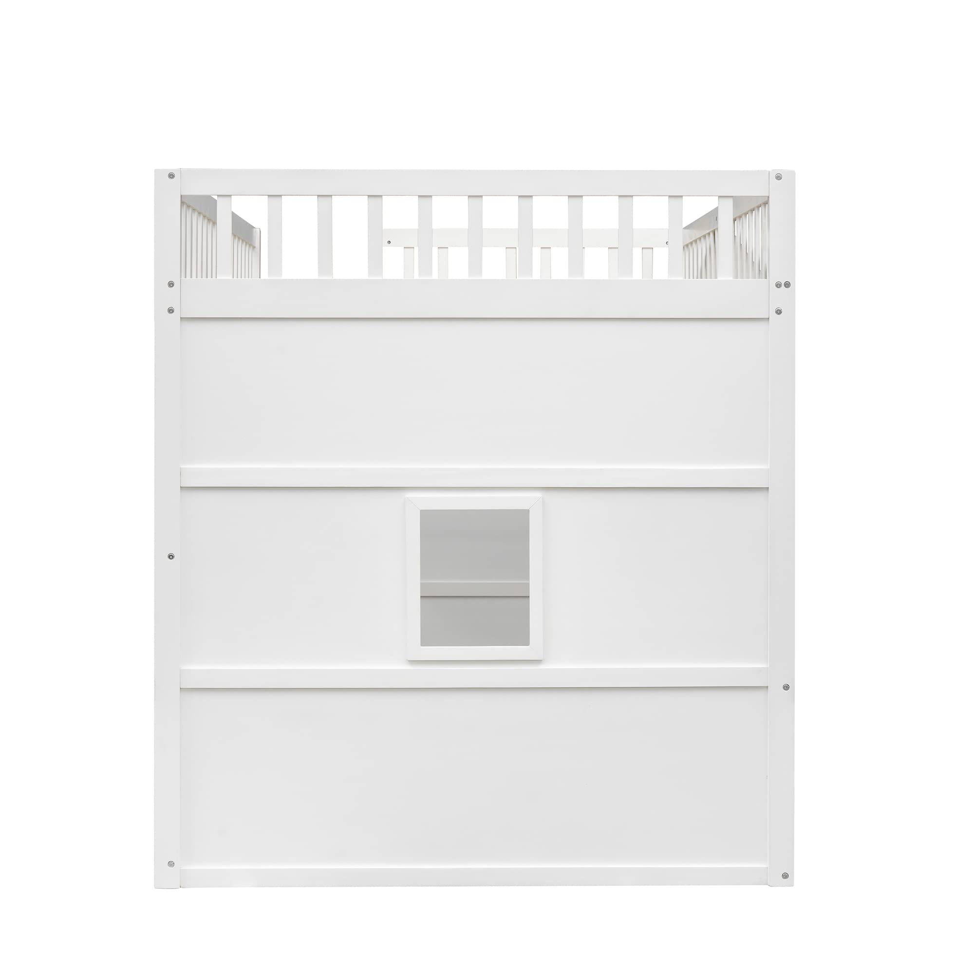 Harper & Bright Designs Full Size House Loft Bed for Kids, Wood Full Loft Bed with Door and Windows House Design, Playhouse Bed Full with Underbed Space for Girls Boys Bedroom, White +Grey