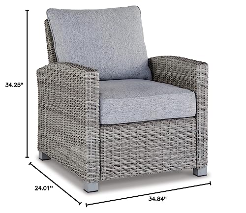 Signature Design by Ashley Naples Beach Contemporary Outdoor Lounge Chair with Cushion, Light Gray