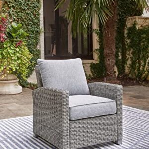 Signature Design by Ashley Naples Beach Contemporary Outdoor Lounge Chair with Cushion, Light Gray