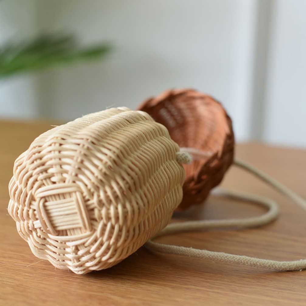 DOITOOL Hand Woven Rattan Basket Cute Acorn Shaped Basket Shoulder Basket Bag Kids Crossbody Bag Wall Hanging Basket Farmhouse Decoration