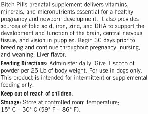 Bitch Pills (Powder Form) - Prenatal Vitamins for Dogs (Earlier Thomas Pet) - Folic Acid, B12, Calcium - Pregnant Dog Supplies (Liver, 1 Pound)