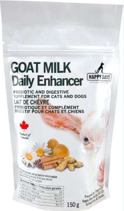 Goat Milk Daily Enhancer 150g, Probiotic and Digestive Supplement for Dogs and Cats,70 Billion CFU,100% Natural Supplement,Improve Gut Health,Suitable for Young and Adult Dogs and Cats