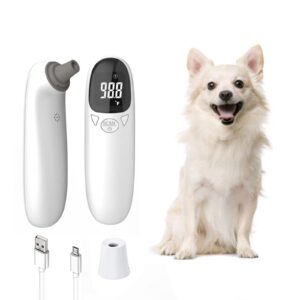 Pet Thermometer for Dog cat Rechargeable Infrared pet Ear Thermometer 1 Second Reading Fast and Accurate Temperature Detection, ℉/℃ Switchable