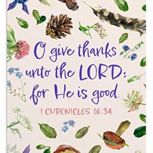 DaySpring - We Give Thanks - 4 Nature Design Assortment with Scripture - King James Version - 12 Thank You Boxed Cards & Envelopes (U0061)