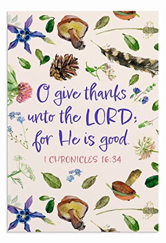 DaySpring - We Give Thanks - 4 Nature Design Assortment with Scripture - King James Version - 12 Thank You Boxed Cards & Envelopes (U0061)