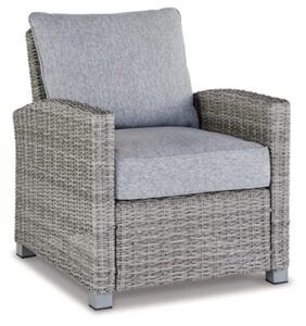 signature design by ashley naples beach contemporary outdoor lounge chair with cushion, light gray