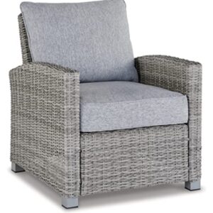 Signature Design by Ashley Naples Beach Contemporary Outdoor Lounge Chair with Cushion, Light Gray