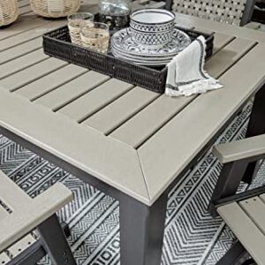 Signature Design by Ashley Mount Valley Contemporary Outdoor Dining Table with Umbrella Option, Light Gray & Black