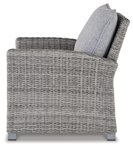 Signature Design by Ashley Naples Beach Contemporary Outdoor Lounge Chair with Cushion, Light Gray