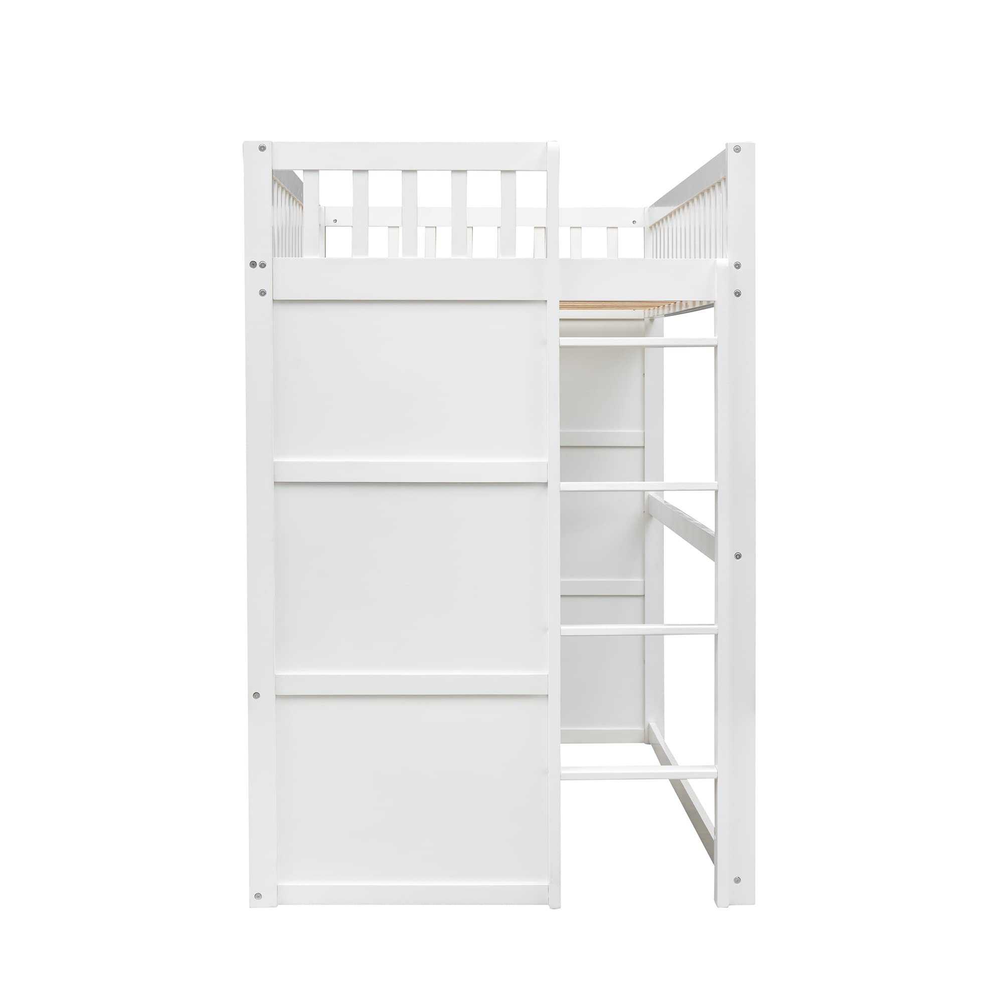 Harper & Bright Designs House Loft Bed Full Size Kids Playhouse Bed, Solid Wood Loft Bed Frame with Window and Ladder, for Girls Boys (Full Size, White+Gray)