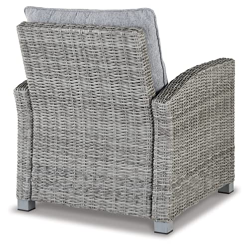 Signature Design by Ashley Naples Beach Contemporary Outdoor Lounge Chair with Cushion, Light Gray