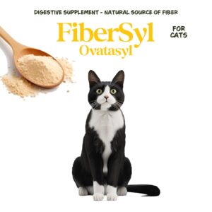 Vegan Fiber Capsules for Cats Digestive Supplement, Ovatasyl 500 mg Psyllium Seed Husks, Constipation, Hairballs, Pet Essentials & Wellbeing, 100 Vegan Capsules