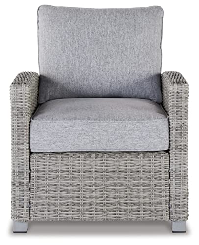 Signature Design by Ashley Naples Beach Contemporary Outdoor Lounge Chair with Cushion, Light Gray