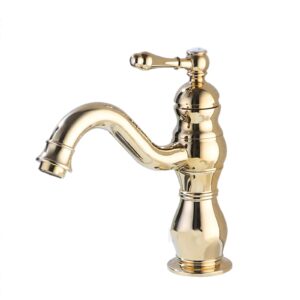 bathroom faucets hot and cold water faucet bathroom faucet single handle bathroom sink faucet single hole antique brass lavatory faucet black bathroom faucet brass gold,gold (color : gold)