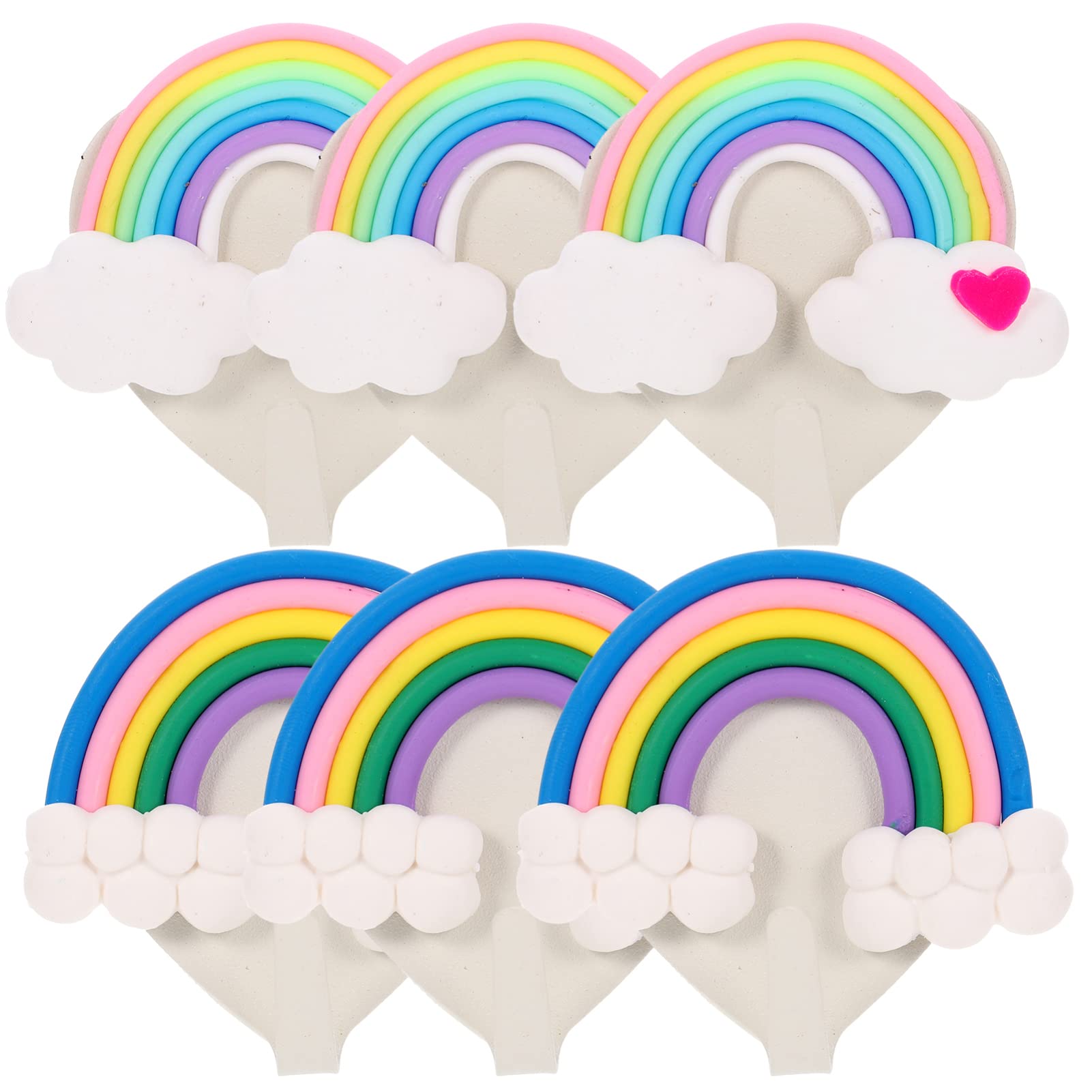 Cabilock 6pcs Cloud Rainbow Hook Heavy Duty Hooks Hat Hooks Coat Hooks Heavy Duty Storage Hooks Hanging Hook for Wall Heavy Duty Wall Hooks Backpack PVC Decorative Wall Key Office