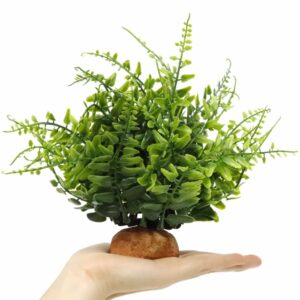 WOLEDOE Fake Green Boston Fern, Reptile Plants for Terrarium, Amphibian Tank Accessories Habitat Decor fit Crested Gecko Leopard Lizard Chameleon Ball Python Snake Frog