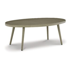 signature design by ashley swiss valley casual outdoor cocktail table, light brown