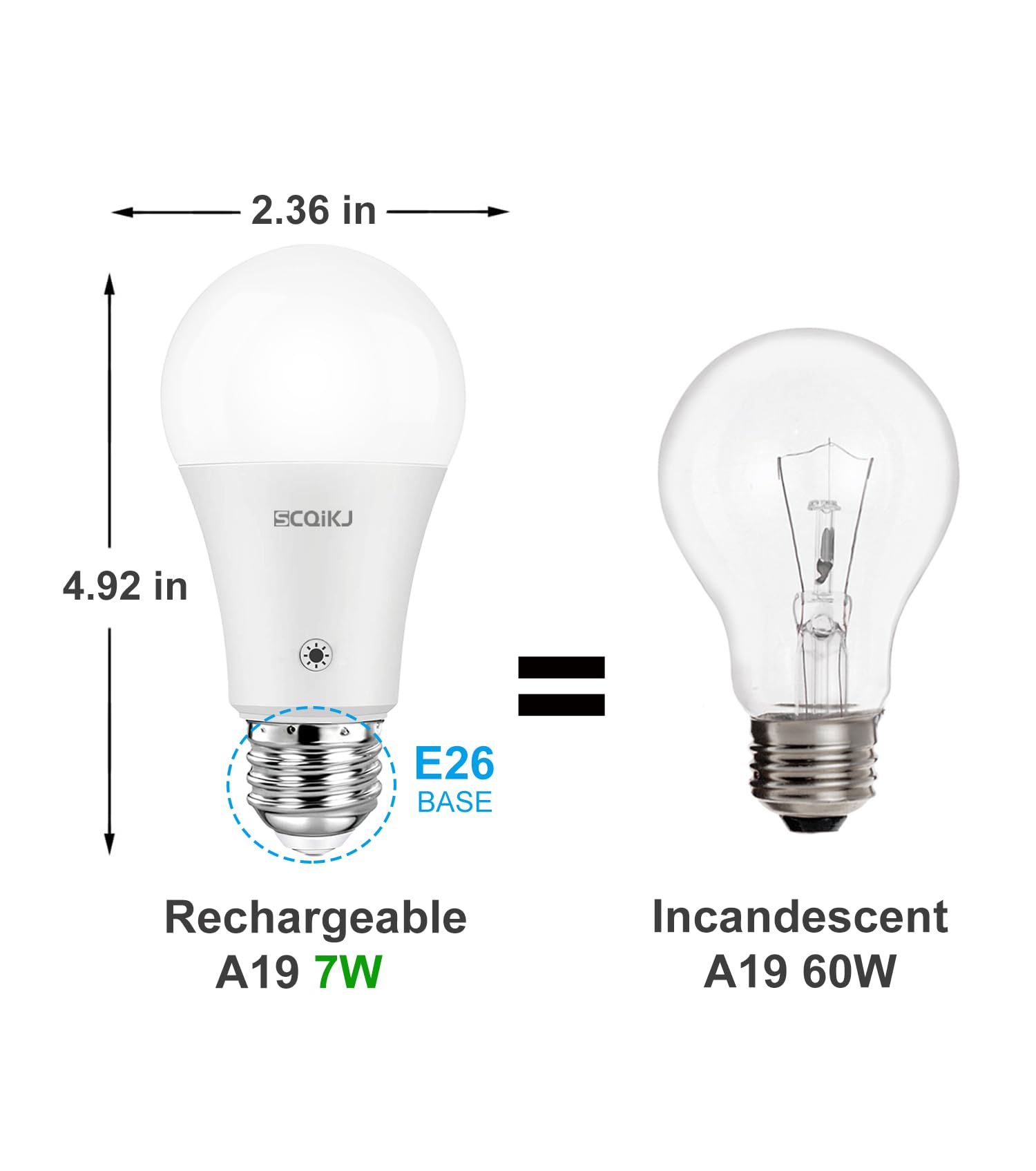 Rechargeable Light Bulbs LED Battery Backup Light Bulb with Remote Control Battery Operated Emergency Bulb Lamps for Home Power Outage and Camping Outdoor Activity Dimmable 7W 600LM Soft White