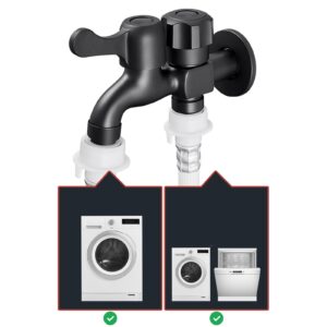 Double Faucet Adapter for Kitchen Single Cold Water Faucet Brass Laundry Sink Faucet Washing Machine Hose Splitter Dual Outlet Faucet Adapter for Toilet Sink,Black B (Color : Black B)