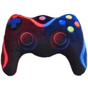 meeting story game controller shaped plush throw pillow cushion for boys and girls gamer room decoration for sofa couch/computer chair/bed gifts for teen boys gaming toy pillow (red blue, mini)