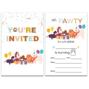 soiceu dog birthday party invitations with envelopes set of 20 dogs puppy pawty invites fill in blank