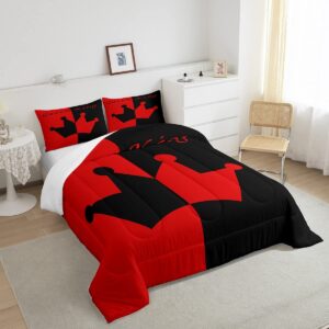 Crown Queen And King Comforter Soft Quilt Set,His And Hers Matching Couple Bedding Set for Girls Boys Teens, Romantic Valentine'S Day Black And Red Comforter Set Bedroom Collection 3Pcs King Size