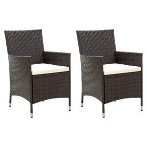 zqqlvoo patio chairs with cushions 2 pcs poly rattan brown, outoor bar height stools, outdoor dining chair, patio high top bar height stool chairs for home entertaining