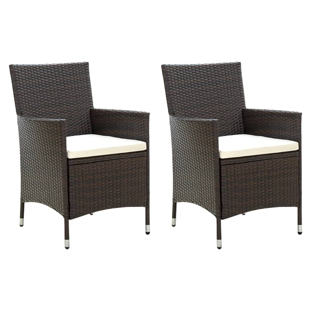 ZQQLVOO Patio Chairs with Cushions 2 pcs Poly Rattan Brown, Outoor Bar Height Stools, Outdoor Dining Chair, Patio High Top Bar Height Stool Chairs for Home Entertaining