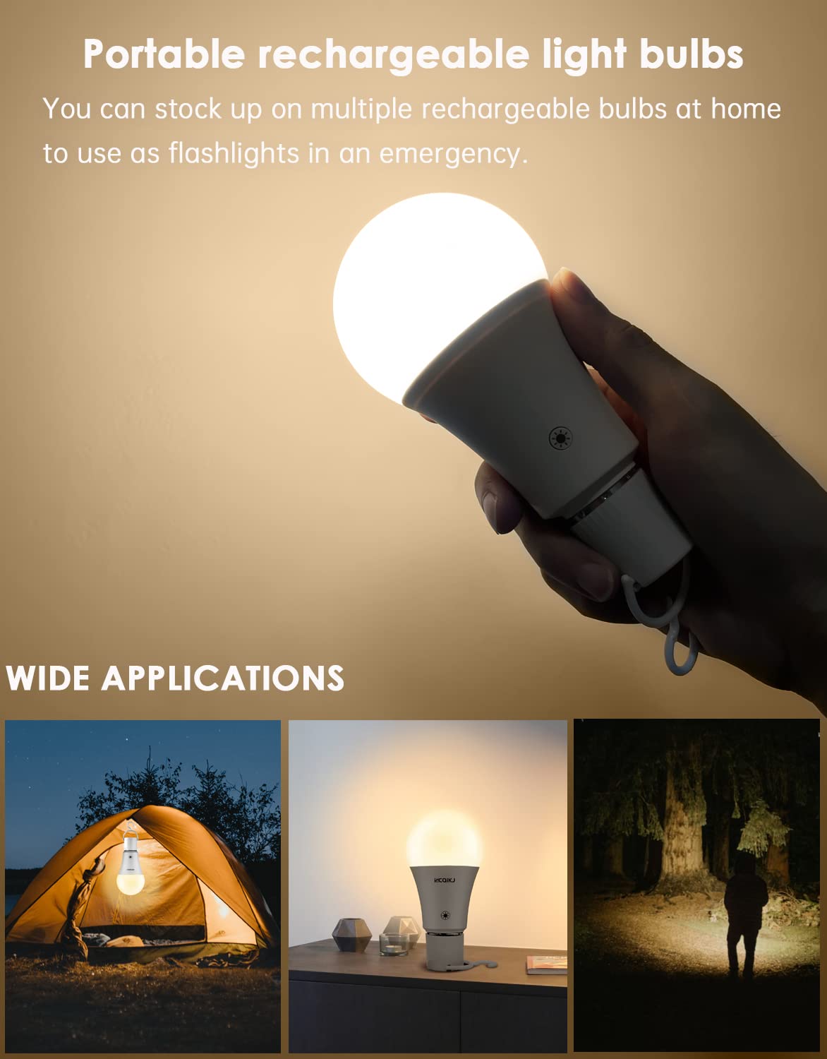 Rechargeable Light Bulbs LED Battery Backup Light Bulb with Remote Control Battery Operated Emergency Bulb Lamps for Home Power Outage and Camping Outdoor Activity Dimmable 7W 600LM Soft White