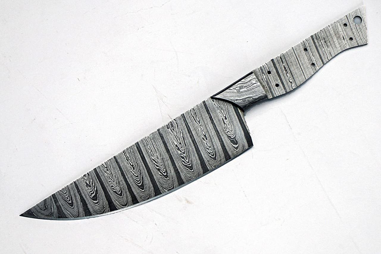 JNR Traders Damascus Steel Chef Knife Blank Blade for Knife Making Supply, Diy Handmade Professional Thiin Sharp 7 Inch Blade 3729