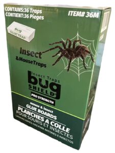 bug shield sticky glue traps 36 glue boards, all types of incets, spiders, cockroaches, ants, cave crickets, and more.professional strength glue.