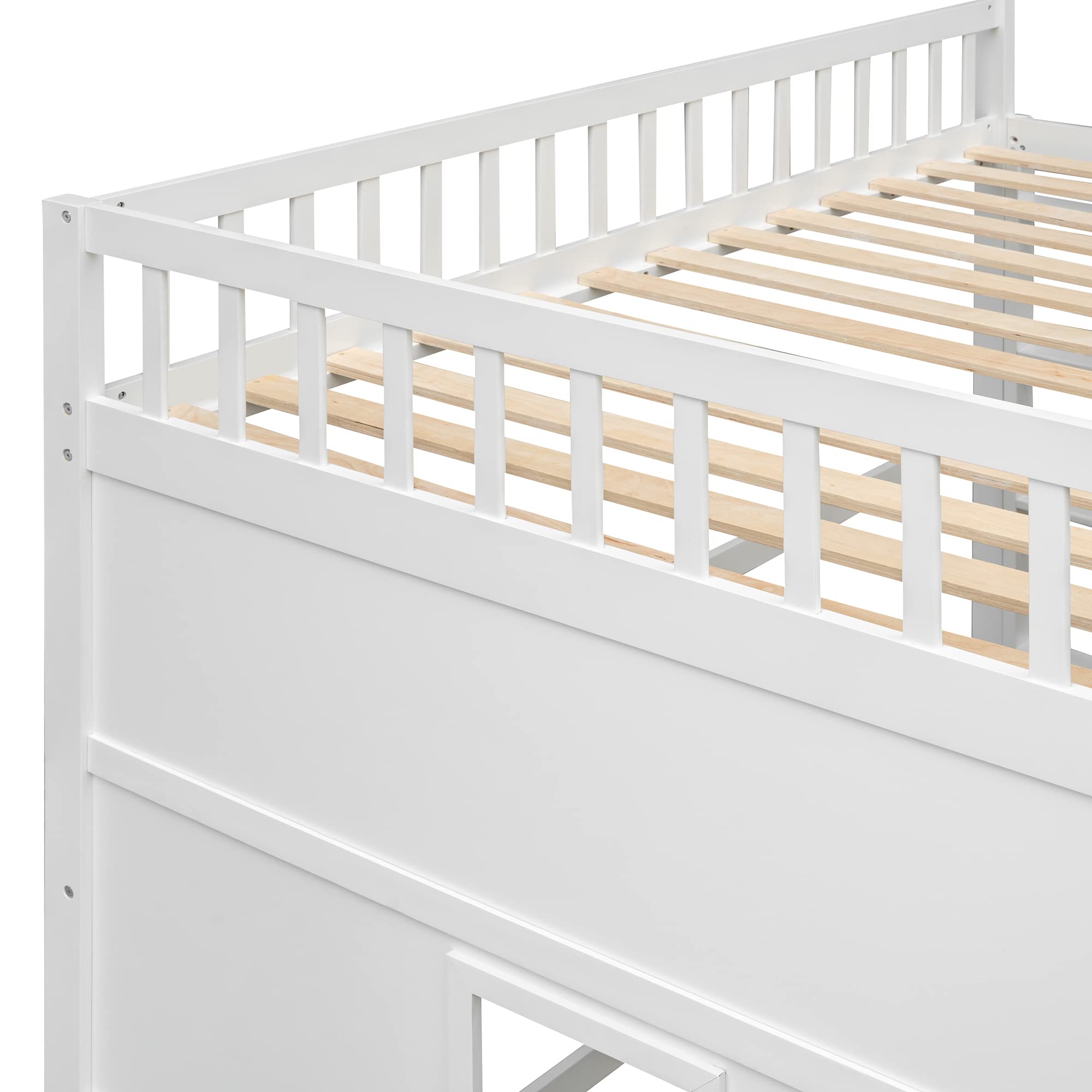 Harper & Bright Designs Full Size House Loft Bed for Kids, Wood Full Loft Bed with Door and Windows House Design, Playhouse Bed Full with Underbed Space for Girls Boys Bedroom, White +Grey