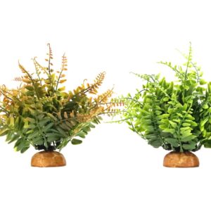 WOLEDOE Fake Green Boston Fern, Reptile Plants for Terrarium, Amphibian Tank Accessories Habitat Decor fit Crested Gecko Leopard Lizard Chameleon Ball Python Snake Frog