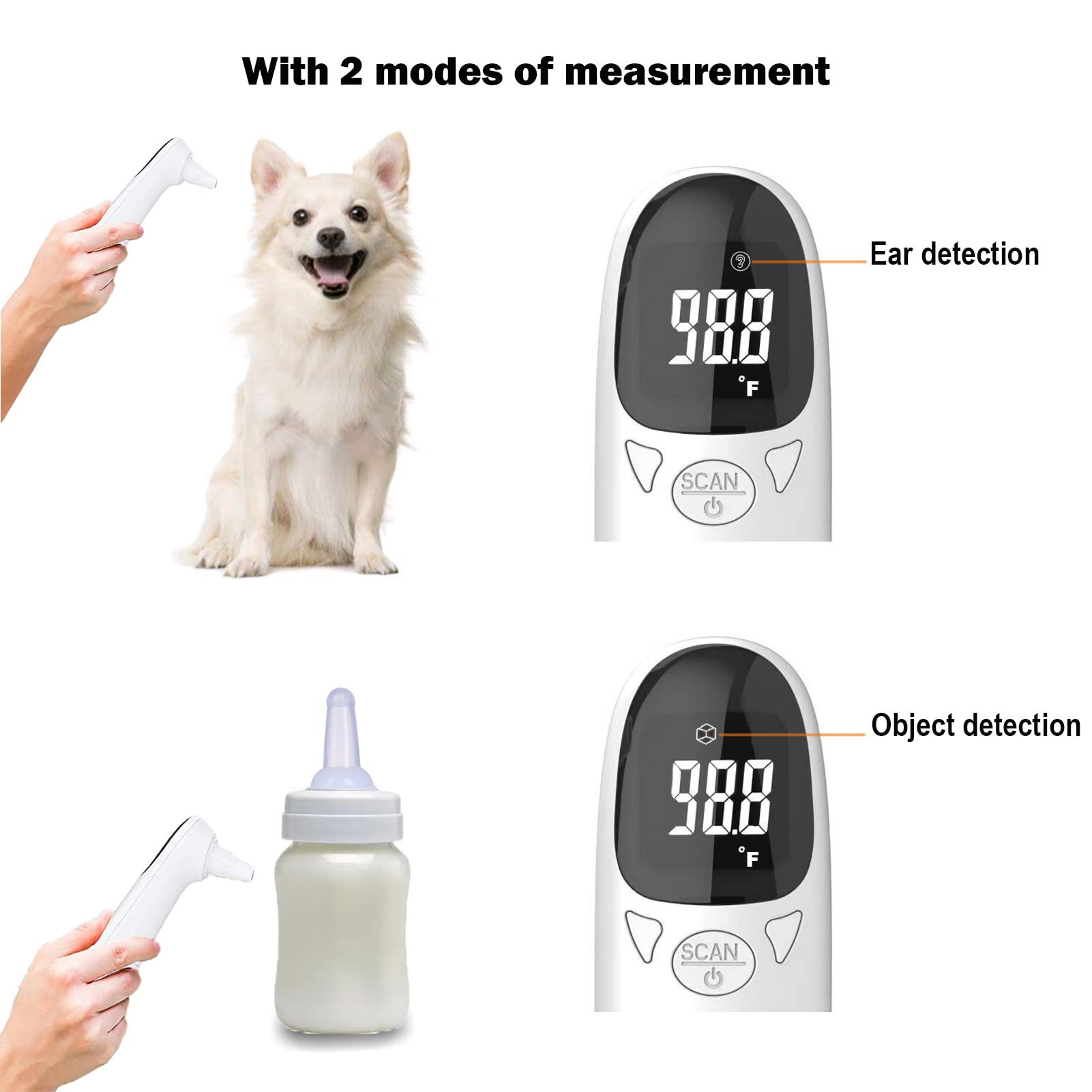 Pet Thermometer for Dog cat Rechargeable Infrared pet Ear Thermometer 1 Second Reading Fast and Accurate Temperature Detection, ℉/℃ Switchable