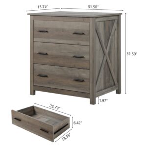 LTMEUTY Wooden Bedroom Set - 3 Pieces Dresser and Night Stands with Drawers, Bedroom Storage Chest of Drawers, Farmhouse Style Bedroom Furniture, Grey