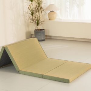 MustMat Thick Tatami Mat Twin XL Floor Mattress Japanese Tatami Bed with Storage Bag 39 x 80 x 2 in (Green)