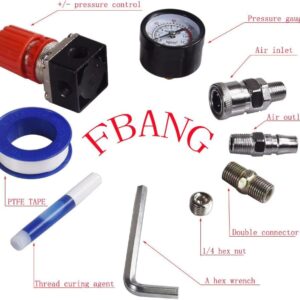 FBANG Air Compressor Pressure Regulator with Dial Indicator, 0-175 PSI Air Gauge for Air Compressor and Air Tools (4-way valve)