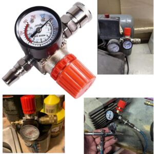 FBANG Air Compressor Pressure Regulator with Dial Indicator, 0-175 PSI Air Gauge for Air Compressor and Air Tools (4-way valve)