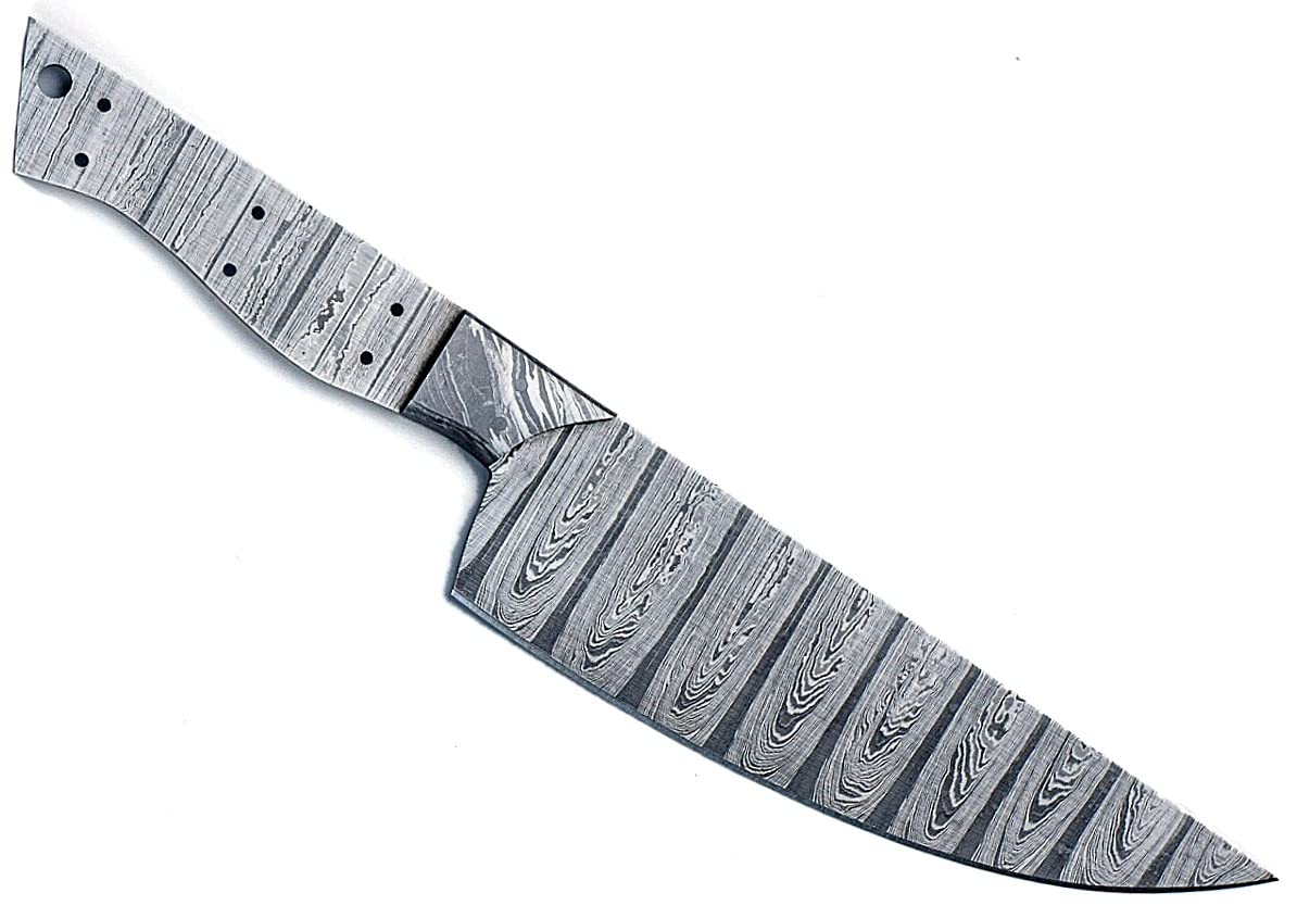 JNR Traders Damascus Steel Chef Knife Blank Blade for Knife Making Supply, Diy Handmade Professional Thiin Sharp 7 Inch Blade 3729