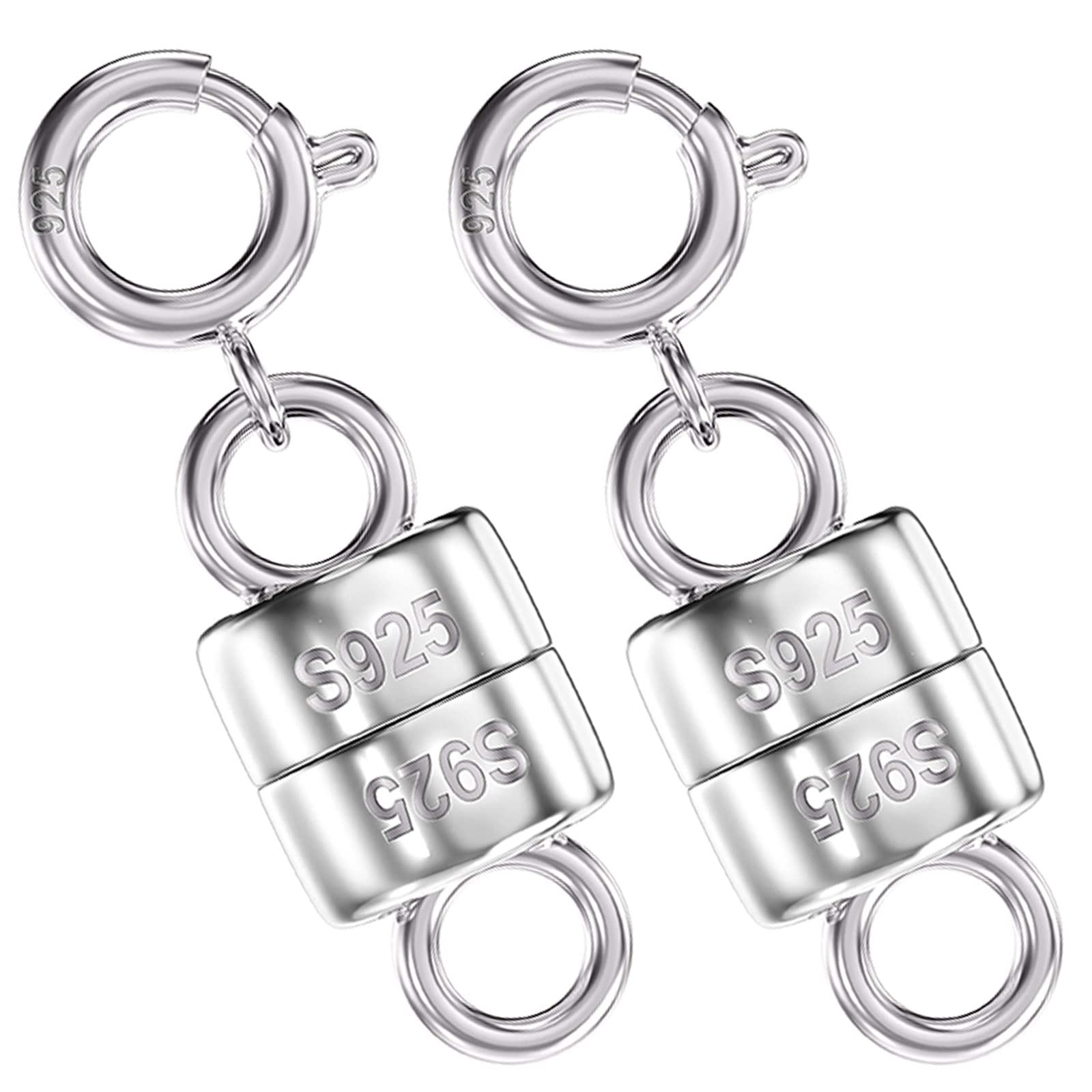 Qulltk 925 Sterling Silver Magnetic Necklace Clasps and Closures,Mini Bracelets Clasp Converter Gold and Silver Chain Extender for Jewelry Making Supplies