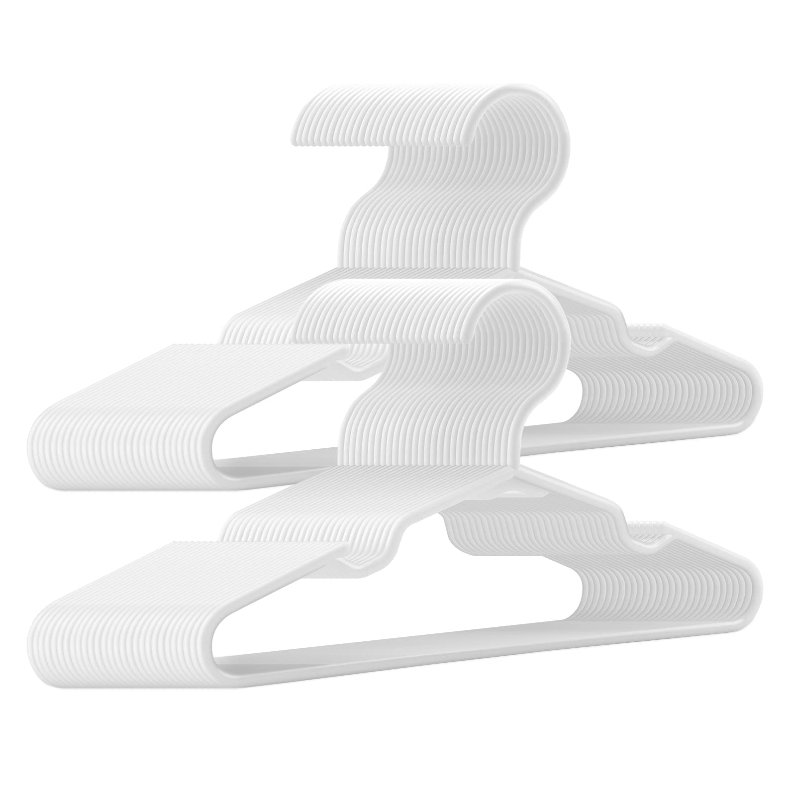 trusir Kids Hangers 100 Pack - 11. 5 Inch Baby Hangers for Closet - White Hangers for Closet - Toddler Hangers for Clost & Child Clothes for Clost - Ideal for Baby Standard Use (White)