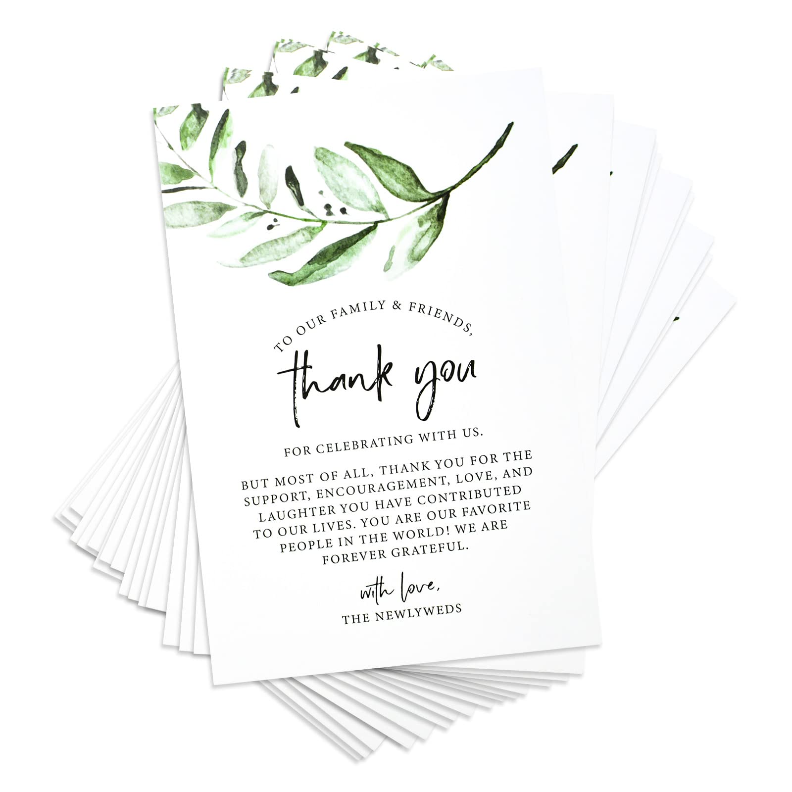 URROMA 4"x6" Rustic Greenery Thank You Cards, 50 Pcs Table Place Cards for Weddings, Receptions Dinner Parties Events and Celebrations