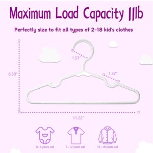 trusir Kids Hangers 100 Pack - 11. 5 Inch Baby Hangers for Closet - White Hangers for Closet - Toddler Hangers for Clost & Child Clothes for Clost - Ideal for Baby Standard Use (White)