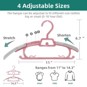 BESSLEE 6/24 Pack Adjustable Baby Clothes Hangers for Closet, Sturdy Heavy Plastic Onesie Organizer for Infant Newborn Toddler, Expandable & Stackable Kids Children’s Outfit Hangers, 11”-14”, White