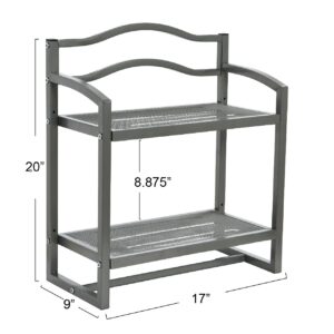 Household Essentials 2-Tier Metal Wall Mount Bathroom Storage Rack, Silver