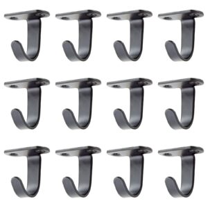 Unlorspy 12PCS Stainless Steel Under-Shelf Coat Hook with Screws Mount Ceiling Hooks Top Mount Hooks Towel/Robe Clothes Hook for Bathroom Kitchen Cabinet (Black)