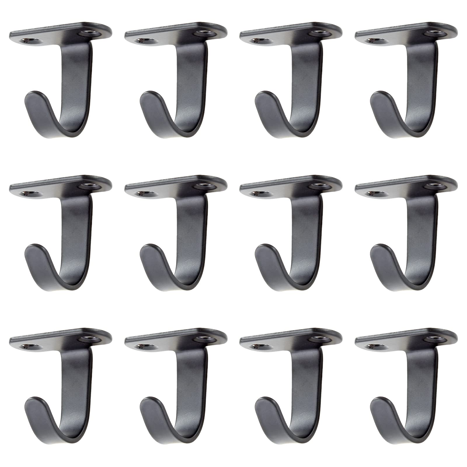 Unlorspy 12PCS Stainless Steel Under-Shelf Coat Hook with Screws Mount Ceiling Hooks Top Mount Hooks Towel/Robe Clothes Hook for Bathroom Kitchen Cabinet (Black)