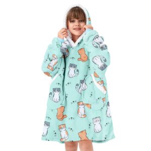 century star wearable blanket hoodie for kids 6-10yr oversized hooded thick cozy fleece sherpa soft warm weighted sweatshirt girls boys kids cat